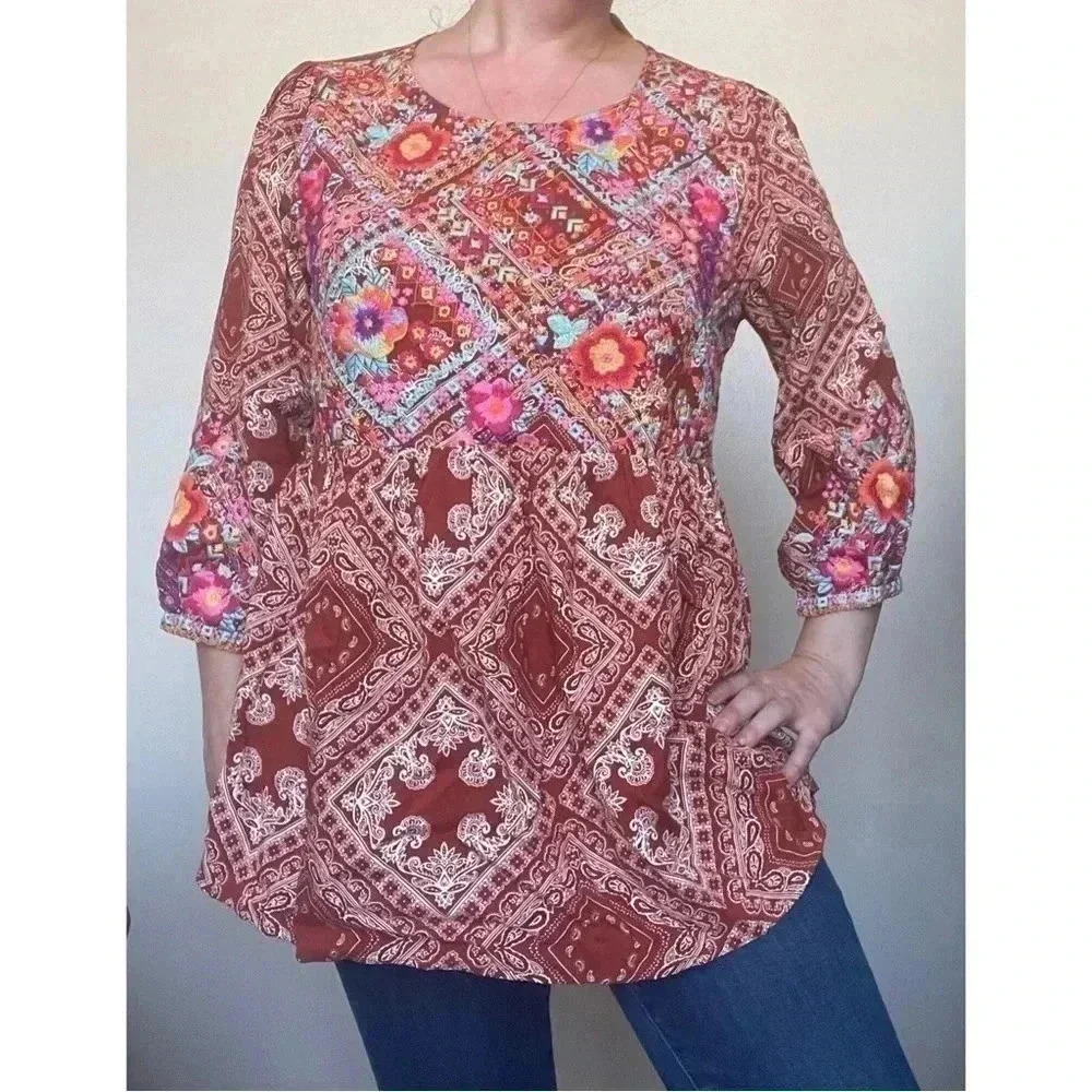 Savannah Jane Embroidered Babydoll Top